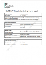 SARS-CoV-2 Inactivation Testing: Interim Report: Sodium dodecyl sulphate (SDS)